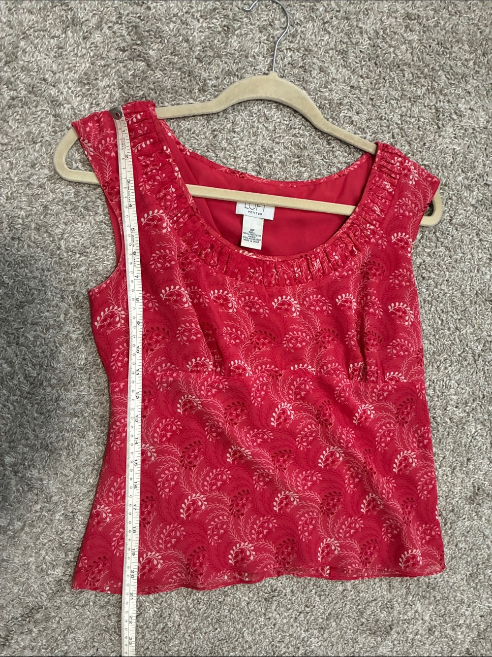 LOFT Red Embroidered Scoop Neck Tank - Picture 6 of 7